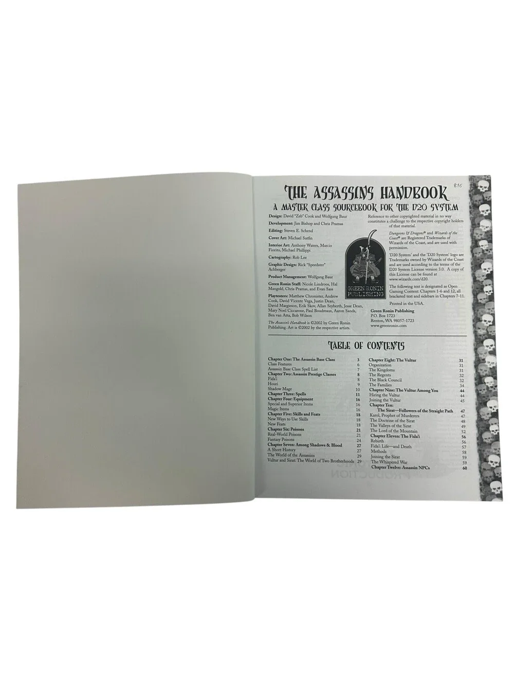 The Assassin's Handbook, d20 D&D, Green Ronin, VGC